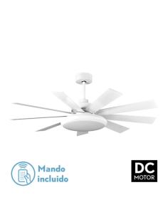 Ventilador Dc Pireo 36w Blanco 9 Aspas Blanca/haya  6 Vel 3000k, 4500k, 6000k 3800lm 132d C/remoto, Memoria Y Temporizador