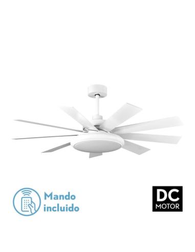 Ventilador Dc Pireo 36w Blanco 9 Aspas Blanca/haya  6 Vel 3000k, 4500k, 6000k 3800lm 132d C/remoto, Memoria Y Temporizador