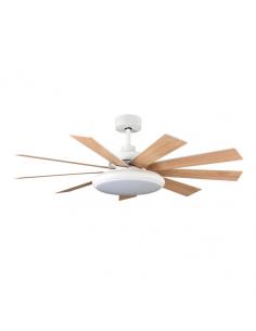 Ventilador Dc Pireo 36w Blanco 9 Aspas Blanca/haya  6 Vel 3000k, 4500k, 6000k 3800lm 132d C/remoto, Memoria Y Temporizador 2