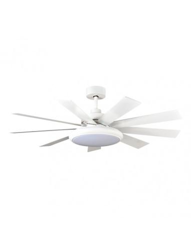 Ventilador Dc Pireo 36w Blanco 9 Aspas Blanca/haya  6 Vel 3000k, 4500k, 6000k 3800lm 132d C/remoto, Memoria Y Temporizador