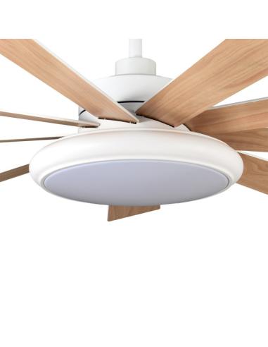 Ventilador Dc Pireo 36w Blanco 9 Aspas Blanca/haya  6 Vel 3000k, 4500k, 6000k 3800lm 132d C/remoto, Memoria Y Temporizador