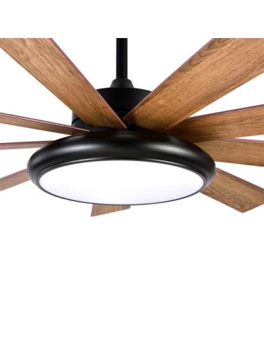 Ventilador DC Pireo 36w Negro 9 Aspas Roble/haya  6 Vel 3000k, 4500k, 6000k 3800lm 132d C/Remoto, Memoria Y Temporizador