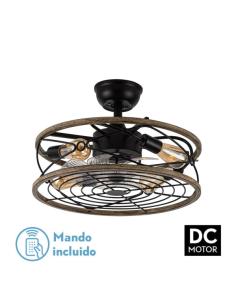 Ventilador DC 4xe27 Arcadia Negro 8 Aspas Transparentes 31/40x50x50cm 6 Velocidades C/remoto Y Temporizador
