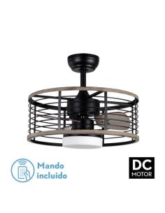 Ventilador Dc 24w Pella Negro/Madera 3 Aspas 50d  2540lm 6 Velocidades  3000-4000-6000k C/remoto, Memoria Y Temporizador