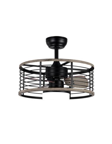 Ventilador Dc 24w Pella Negro/Madera 3 Aspas 50d  2540lm 6 Velocidades  3000-4000-6000k C/remoto, Memoria Y Temporizador