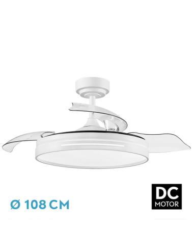 Ventilador DC 72w Micenas Blanco 3 Aspas Transp. 108d 6 Veloc. 7200lm 3 Colores  C/remoto, Memoria Y  Temporizador 24