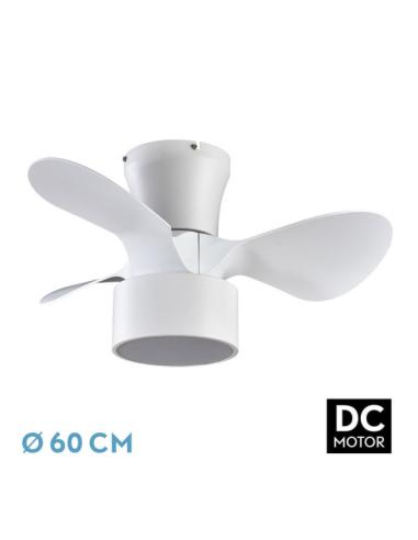 Ventilador DC 24w Kos Blanco 3 Aspas 60d 6 Vel. 2390lm 3000-4500-6000k c/remoto, Memoria Y Temporizador