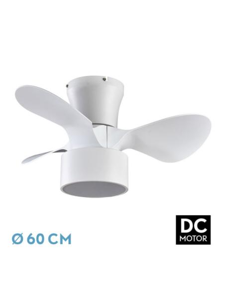 Ventilador DC 24w Kos Blanco 3 Aspas 60d 6 Vel. 2390lm 3000-4500-6000k c/remoto, Memoria Y Temporizador
