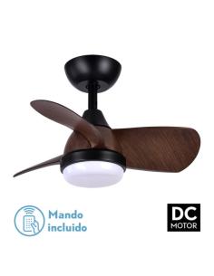 Ventilador Dc 24w Pirdo Negro/marron 3 Aspas 60d 2400lm 6 Velocidades 3000-4500-6000k C/remoto, Memoria Y Temporizador
