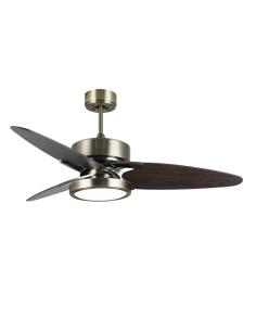 Ventilador Dc Cross 30w Cuero 3 Aspas Negro/nogal 6vel. 3 Colores 3250lm 132d Remoto, Memoria Y Temporizador 2