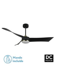 Ventilador Dc Tempel 26w Negro/cuero 3 Aspas 132d 6vel. 3000k, 4000k, 6500k 2950lm  C/remoto, Memoria Y Temporizador