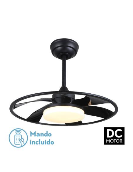 Ventilador Dc Celsius 26w Negro 6 Aspas 55d 2950lm 3000-4000-6500k 6vel. Remoto, Memoria Y Temporizador