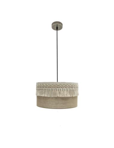 Colgante Ekaterina 1xe27 Cuero/saco Regx40x40 Cm Con Pasamaneria