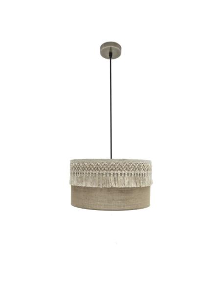 Colgante Ekaterina 1xe27 Cuero/saco Regx40x40 Cm Con Pasamaneria