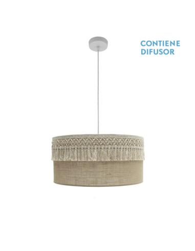Colgante Ekaterina 2xe27 Blanco/saco Regx50x50 Cm Con Pasamaneria