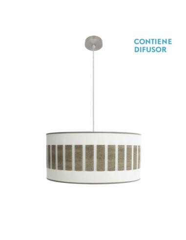 Colgante Ivanna 2xe27 Niquel/blanco-madera Gris Regx50x50 Cm