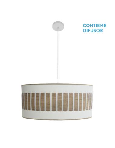 Colgante Ivanna 3xe27 Blanco/blanco-madera Clara Regx60x60 Cm