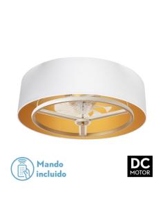 Ventilador Dc Anuska 60w Blanco/oro-oro 70d 8 Aspas 6 Veloc. 5100lm 3 Colores Remoto,memoria,Reg.Intensidad,temporizador