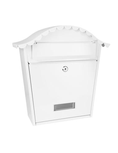 Buzon De Correo Tilda Acero Galvanizado Blanco 37x36x13,5 Cm Tejadillo Antilluvia