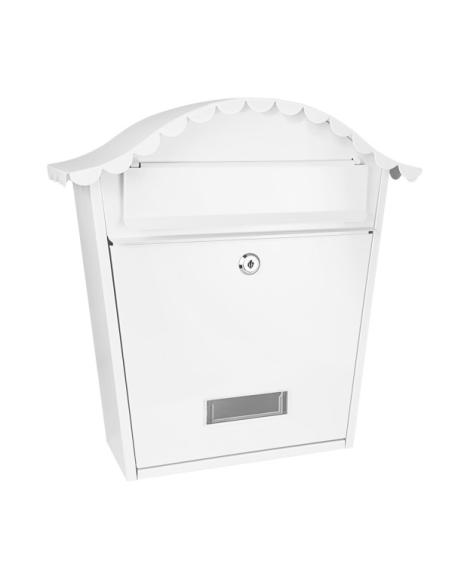 Buzon De Correo Tilda Acero Galvanizado Blanco 37x36x13,5 Cm Tejadillo Antilluvia