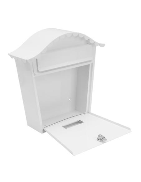 Buzon De Correo Tilda Acero Galvanizado Blanco 37x36x13,5 Cm Tejadillo Antilluvia