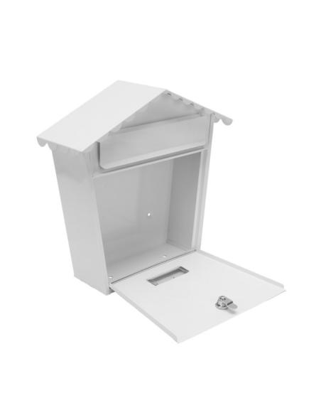 Buzon De Correo Olena Acero Galvanizado Blanco 37x36x13,5 Cm Tejado Antilluvia, Cerradura Cilindrica