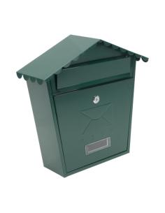 Buzon De Correo Olena Acero Galvanizado Verde 37x36x13,5 Cm Tejado Antilluvia, Cerradura Cilindrica