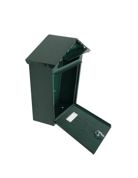 Buzon De Correo Olena Acero Galvanizado Verde 37x36x13,5 Cm Tejado Antilluvia, Cerradura Cilindrica