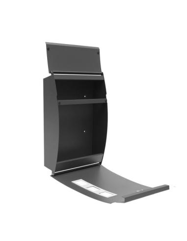 Buzon De Correo Mate Acero Galvanizado Gris 45x31x10 Cm De Diseño Antilluvia, Cerradura Cilindrica