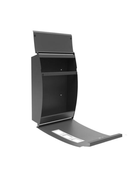 Buzon De Correo Mate Acero Galvanizado Gris 45x31x10 Cm De Diseño Antilluvia, Cerradura Cilindrica