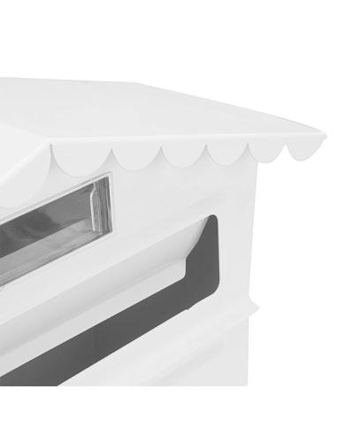 Buzon De Correo Frida Acero Galvanizado Blanco 36x32x10 Cm Tejado Antilluvia, Ventana Visualizacion