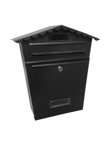 Buzon De Correo Frida Acero Galvanizado Negro 36x32x10 Cm Tejado Antilluvia, Ventana Visualizacion