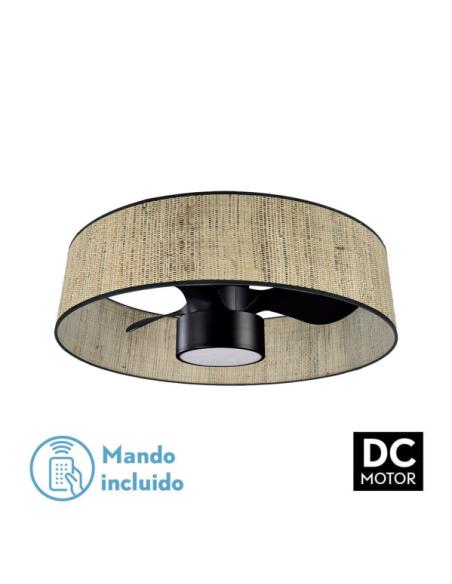 Ventilador Dc 24w Natasha Cañizo/negro 70d 3 Aspas 6vel. 2390lm 3 Colores Remoto,memoria,temporizador
