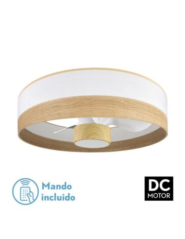Ventilador Dc 24w Olga Blanco/mad.clara-haya 3 Aspas 6 Vel. 2390lm 3 Colores, Remoto,memoria,temporizador 70d