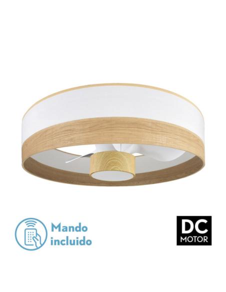 Ventilador Dc 24w Olga Blanco/mad.clara-haya 3 Aspas 6 Vel. 2390lm 3 Colores, Remoto,memoria,temporizador 70d