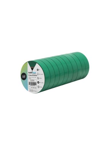 Rollo Cinta Aislante Pvc Verde 19mmx10m Para Electricista Flexible Y Duradera