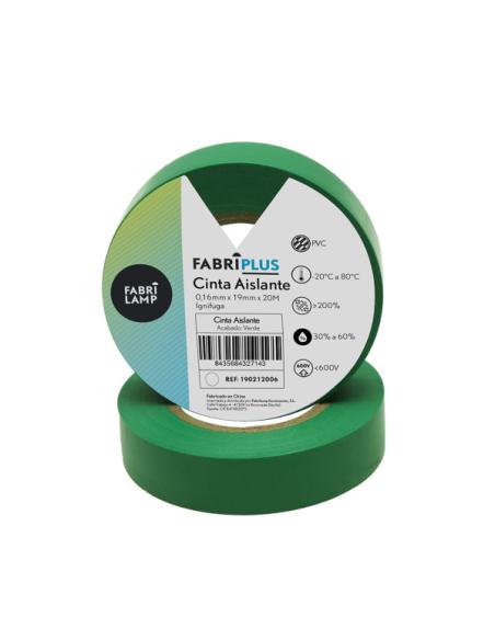 Rollo Cinta Aislante Pvc Verde 19mmx20m Para Electricista Flexible Y Duradera