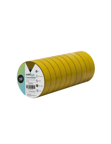 Rollo Cinta Aislante Pvc Amarilla 19mmx20m Para Electricista Flexible Y Duradera