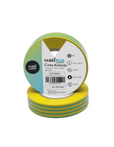 Rollo Cinta Aislante Pvc Verde/amarillo 19mmx20m  Para Electricista Flexible Y Duradera