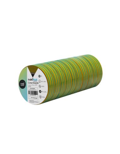 Rollo Cinta Aislante Pvc Verde/amarillo 19mmx20m  Para Electricista Flexible Y Duradera