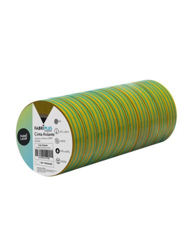 Rollo Cinta Aislante Ancha Verde/amarill 25mmx20m  Pvc Para Electricista Flexible, Duradera