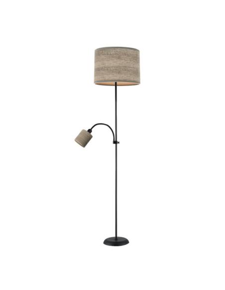 Pie De Salon Armonia 1xe27+1xe14 Negro-madera Gris C/lector 155x40x40 cm
