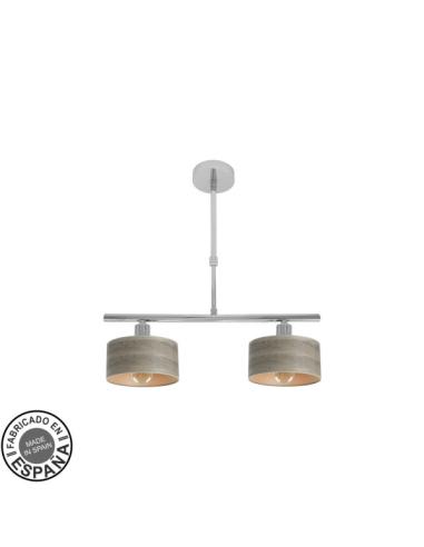 Lampara Gilda 2xe14 Cromo/madera Gris Regx43x14 Cm