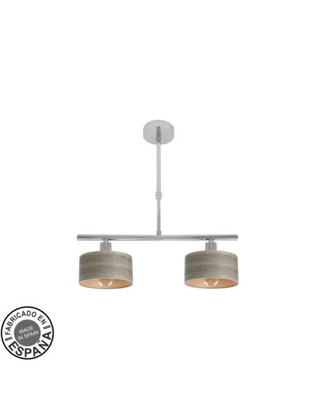 Lampara Gilda 2xe14 Cromo/madera Gris Regx43x14 Cm