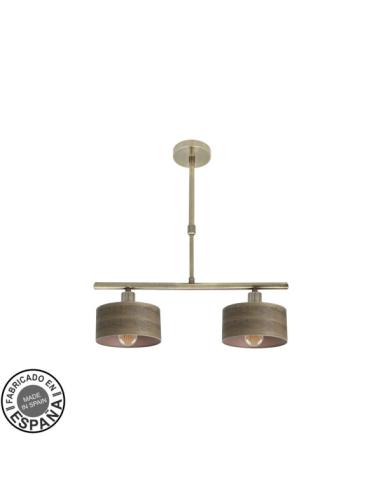 Lampara Gilda 2xe14 Cuero/madera Oscura Regx43x14 Cm