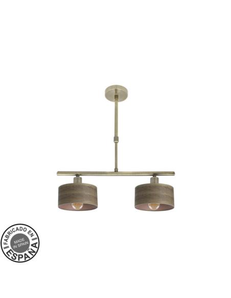 Lampara Gilda 2xe14 Cuero/madera Oscura Regx43x14 Cm