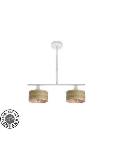 Lampara Gilda 2xe14 Blanco/madera Clara Regx43x14 Cm