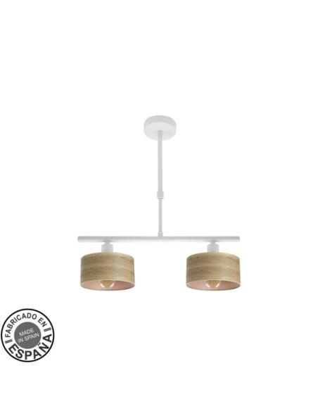 Lampara Gilda 2xe14 Blanco/madera Clara Regx43x14 Cm