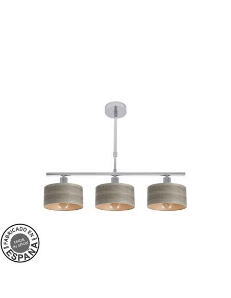 Lampara Gilda 3xe14 Cromo/madera Gris Regx55x14 Cm