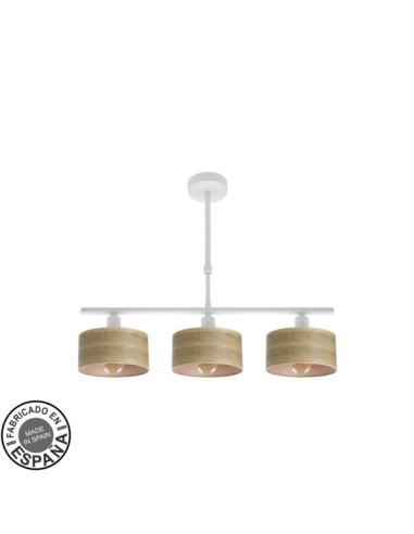 Lampara Gilda 3xe14 Blanco/madera Clara Regx55x14 Cm